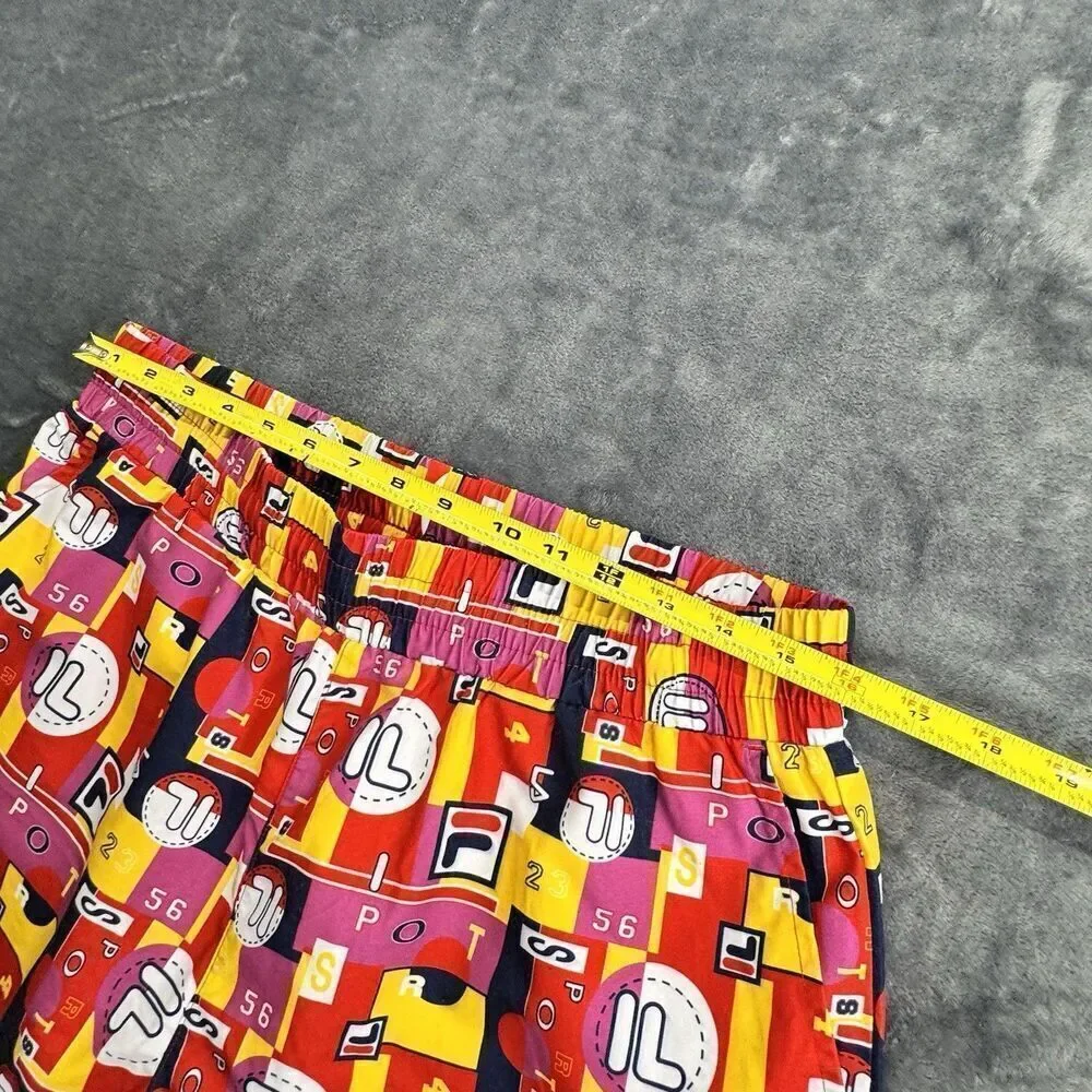 Vintage FILA Sz L Vibrant Geometric All Over Logo SPORT Shorts Swimming Trunks